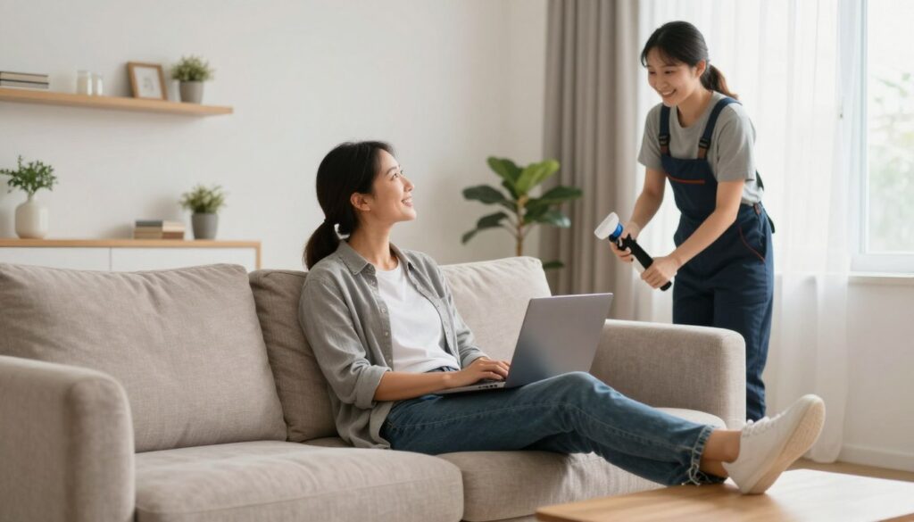 Happy homeowner in freshly cleaned Utica NY home Happy homeowner in freshly cleaned Utica NY home